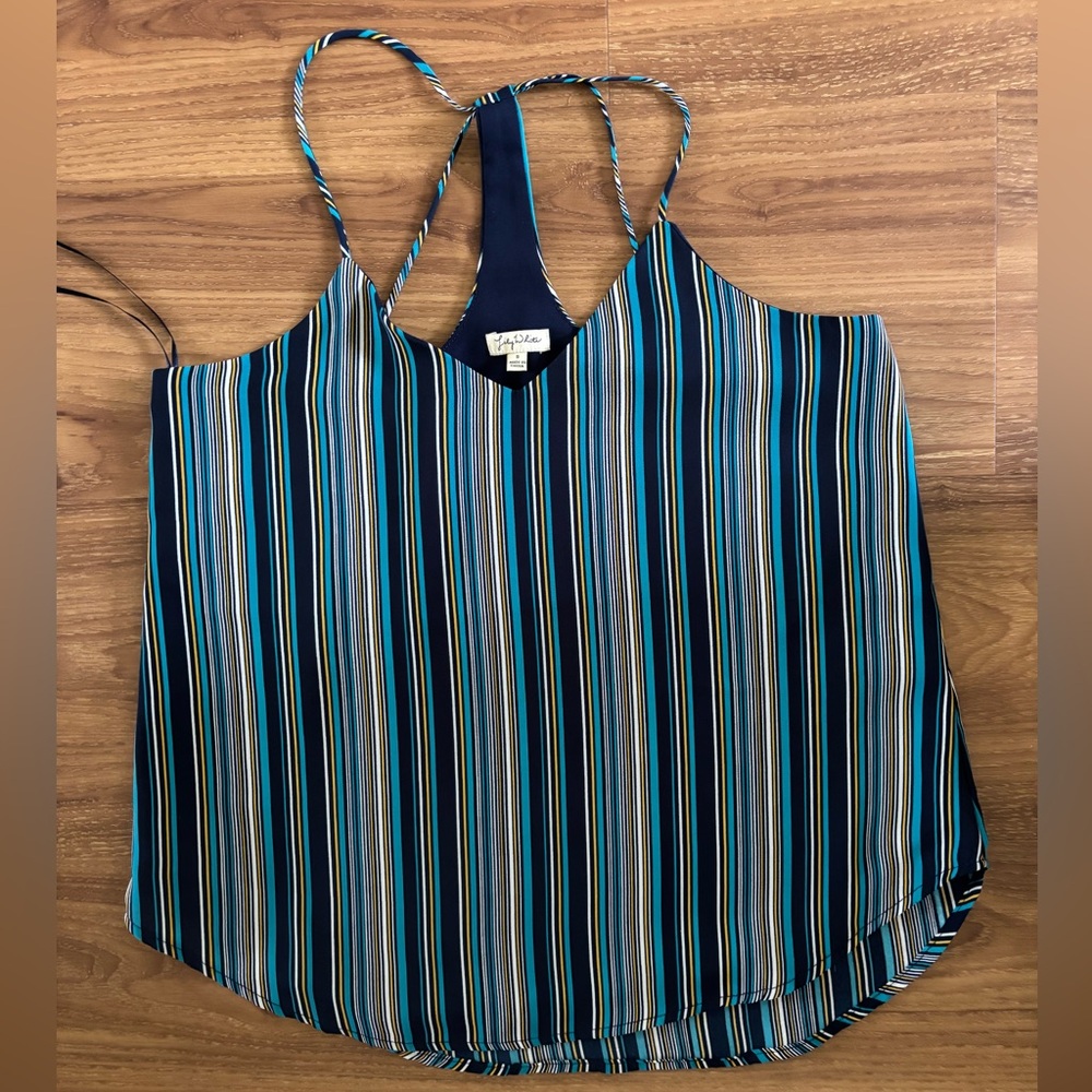 LILY WHITE Blue and Black Camisole Relaxed Top